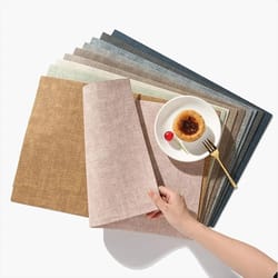 premium leather table place mats – dual-sided cloth pattern heat-resistant & waterproof dining mats