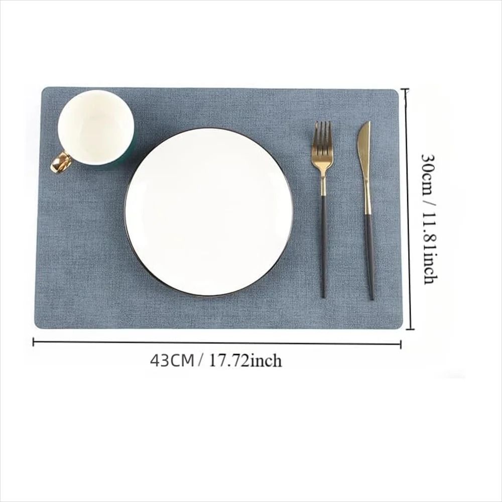 Premium Leather Table Place Mats DualSided Cloth Pattern HeatResistant Waterproof Dining Mats 1
