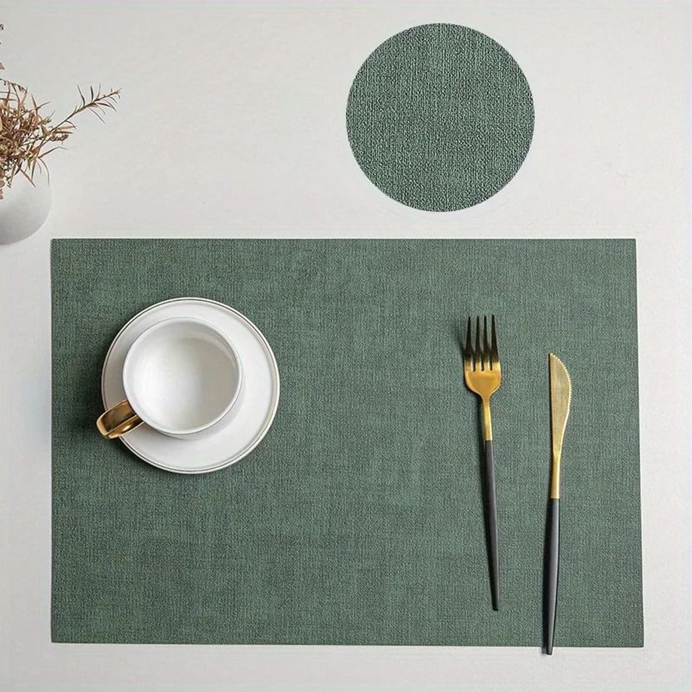 Premium Leather Table Place Mats DualSided Cloth Pattern HeatResistant Waterproof Dining Mats 6