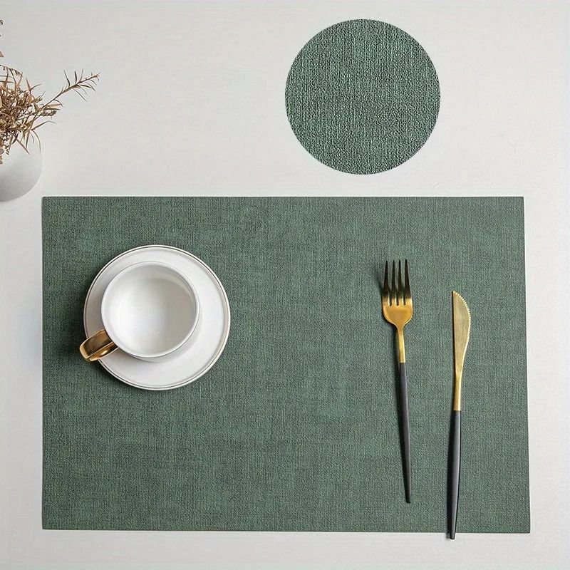 Premium Leather Table Place Mats DualSided Cloth Pattern HeatResistant Waterproof Dining Mats 6