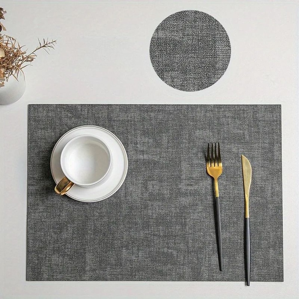 Premium Leather Table Place Mats DualSided Cloth Pattern HeatResistant Waterproof Dining Mats 7