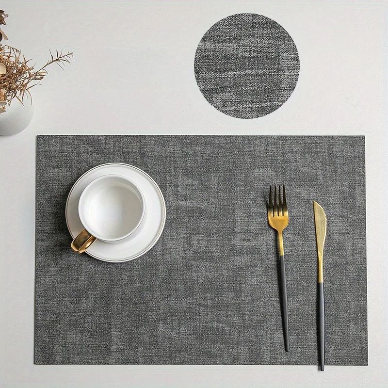 Premium Leather Table Place Mats DualSided Cloth Pattern HeatResistant Waterproof Dining Mats 7