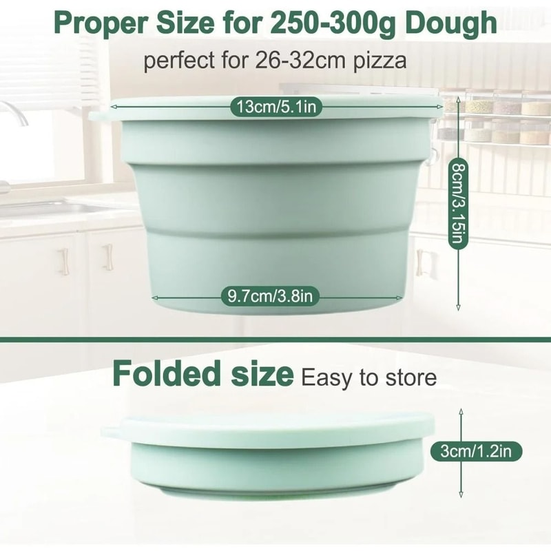 Premium Silicone Pizza Dough Proofing Box Foldable NonStick Fermentation Basket With Lid 1