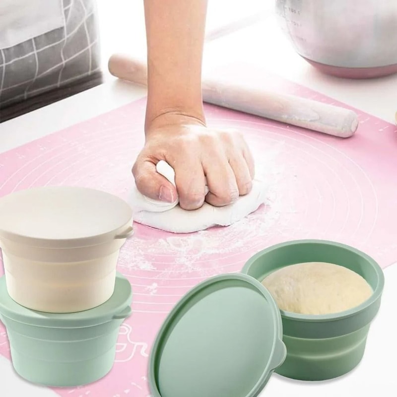 Premium Silicone Pizza Dough Proofing Box Foldable NonStick Fermentation Basket With Lid 2