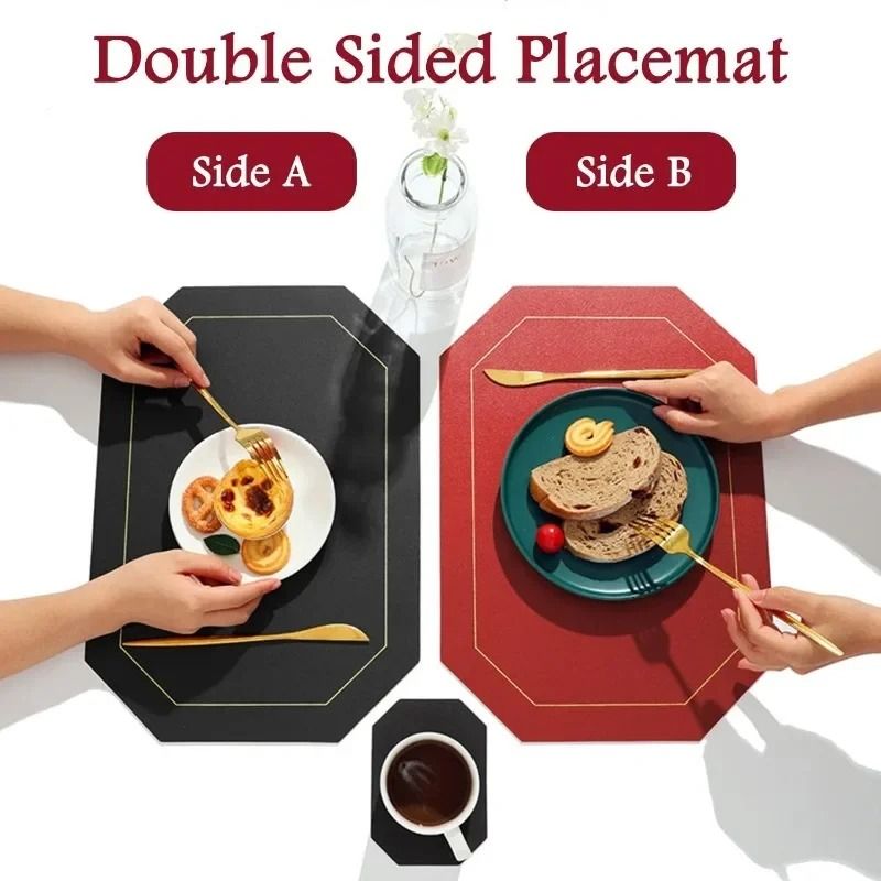 Premium Faux Leather Placemats Waterproof OilResistant HeatInsulating Dining Table Mats 1