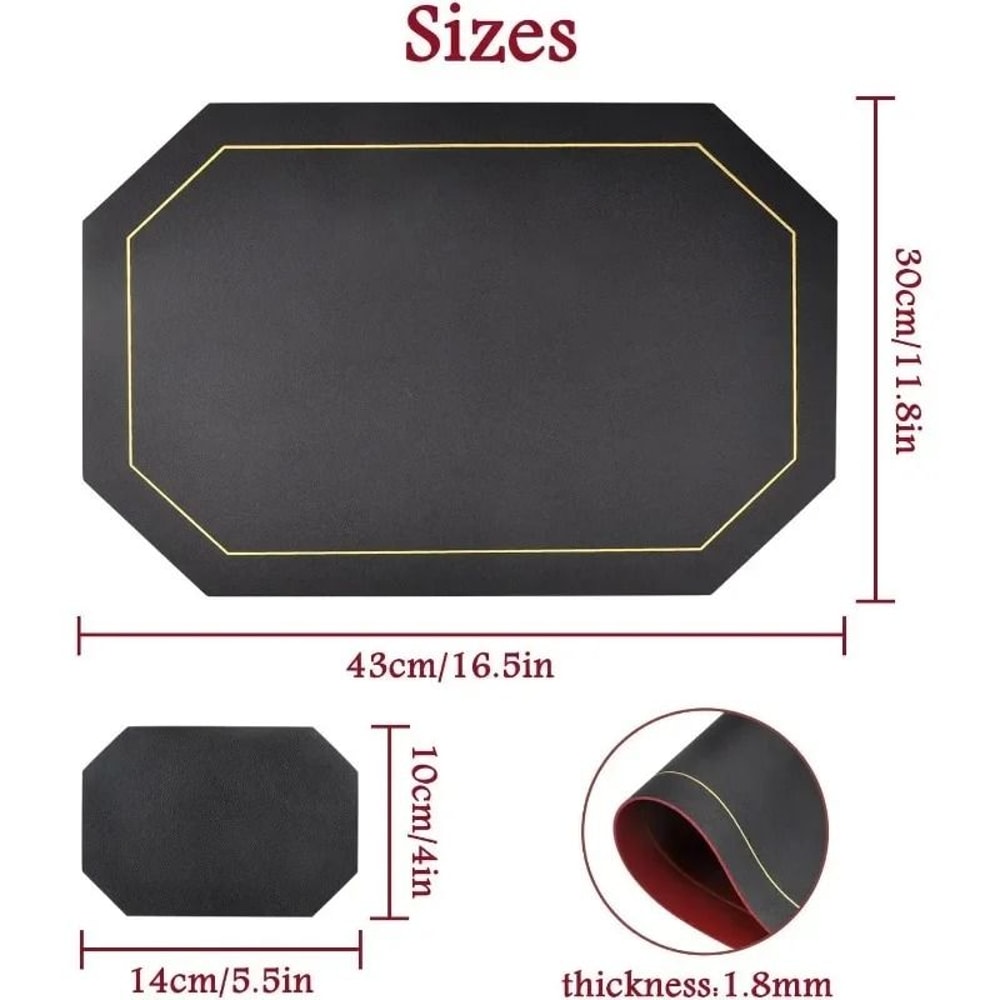 Premium Faux Leather Placemats Waterproof OilResistant HeatInsulating Dining Table Mats 4