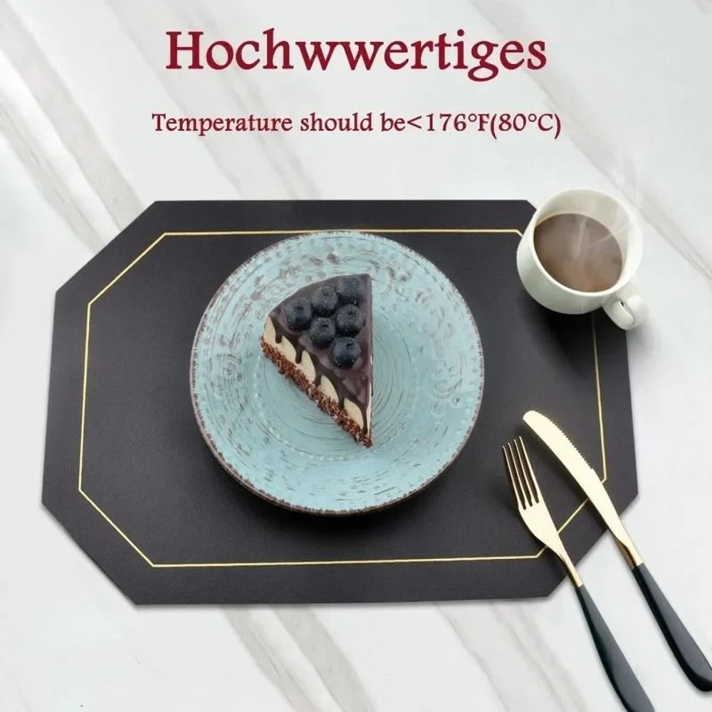 Premium Faux Leather Placemats Waterproof OilResistant HeatInsulating Dining Table Mats 5