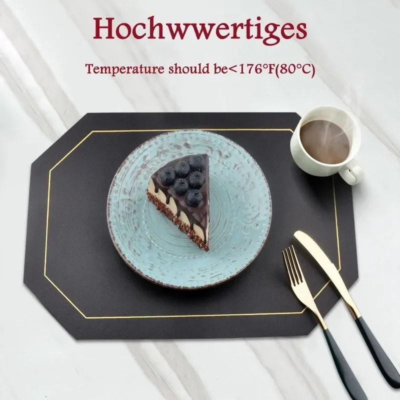 Premium Faux Leather Placemats Waterproof OilResistant HeatInsulating Dining Table Mats 5