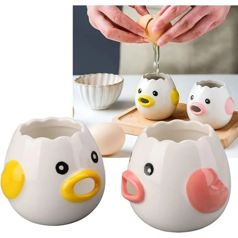 Premium Ceramic Cartoon Egg Separator Creative Mini Egg White Yolk Filter Kitchen Tool 0