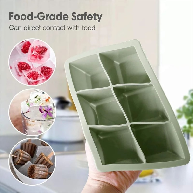 Premium Large Silicone Ice Cube Trays BPAFree Square Molds With LeakProof Removable Lid 2