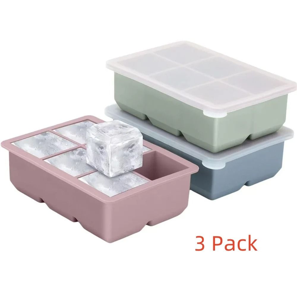 Premium Large Silicone Ice Cube Trays BPAFree Square Molds With LeakProof Removable Lid 7