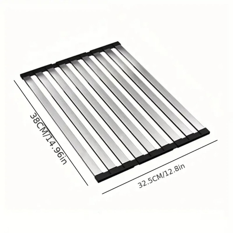 Premium 304 Stainless Steel RollUp Dish Drying Rack Foldable Retractable Sink Drainer 6