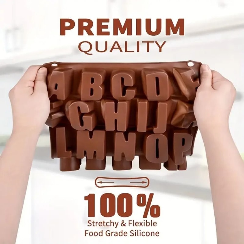Premium 26Letter Silicone Chocolate Candy Mold Large Depth Alphabet Tray For DIY Baking 3