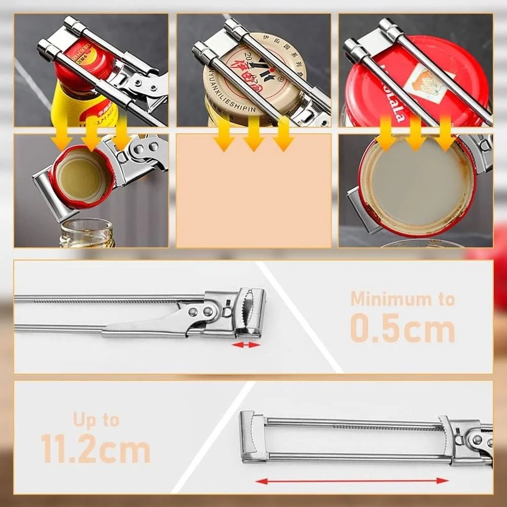 Premium Adjustable MultiFunction Jar Bottle Opener HeavyDuty Stainless Steel LaborSaving Tool 2