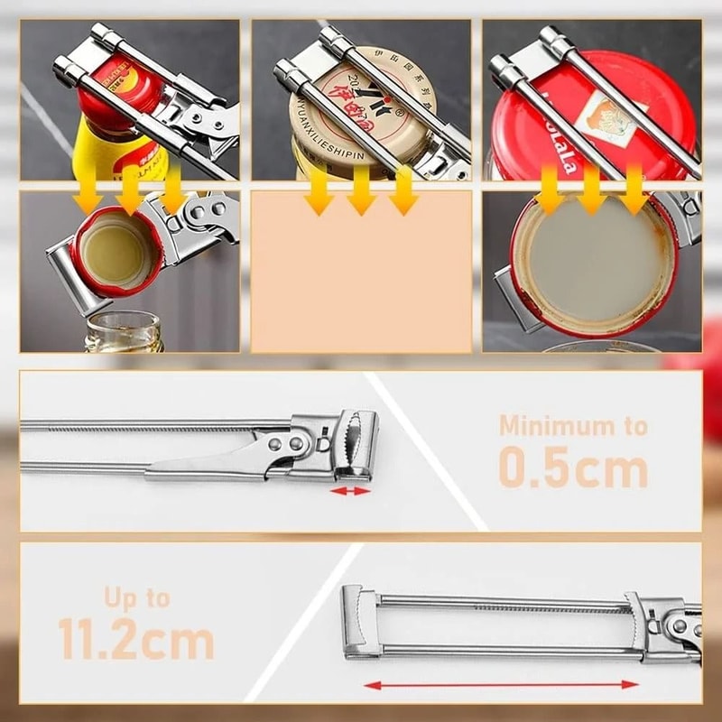 Premium Adjustable MultiFunction Jar Bottle Opener HeavyDuty Stainless Steel LaborSaving Tool 2