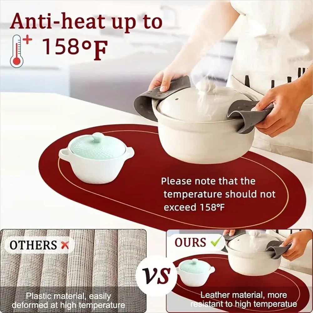 Premium Faux Leather Placemats Reversible Nordic Style HeatResistant Wipeable Table Mats 4