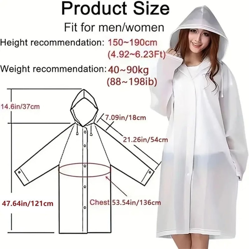 Premium Reusable Transparent Raincoat Thickened Portable Waterproof Poncho For Outdoor Hiking 1