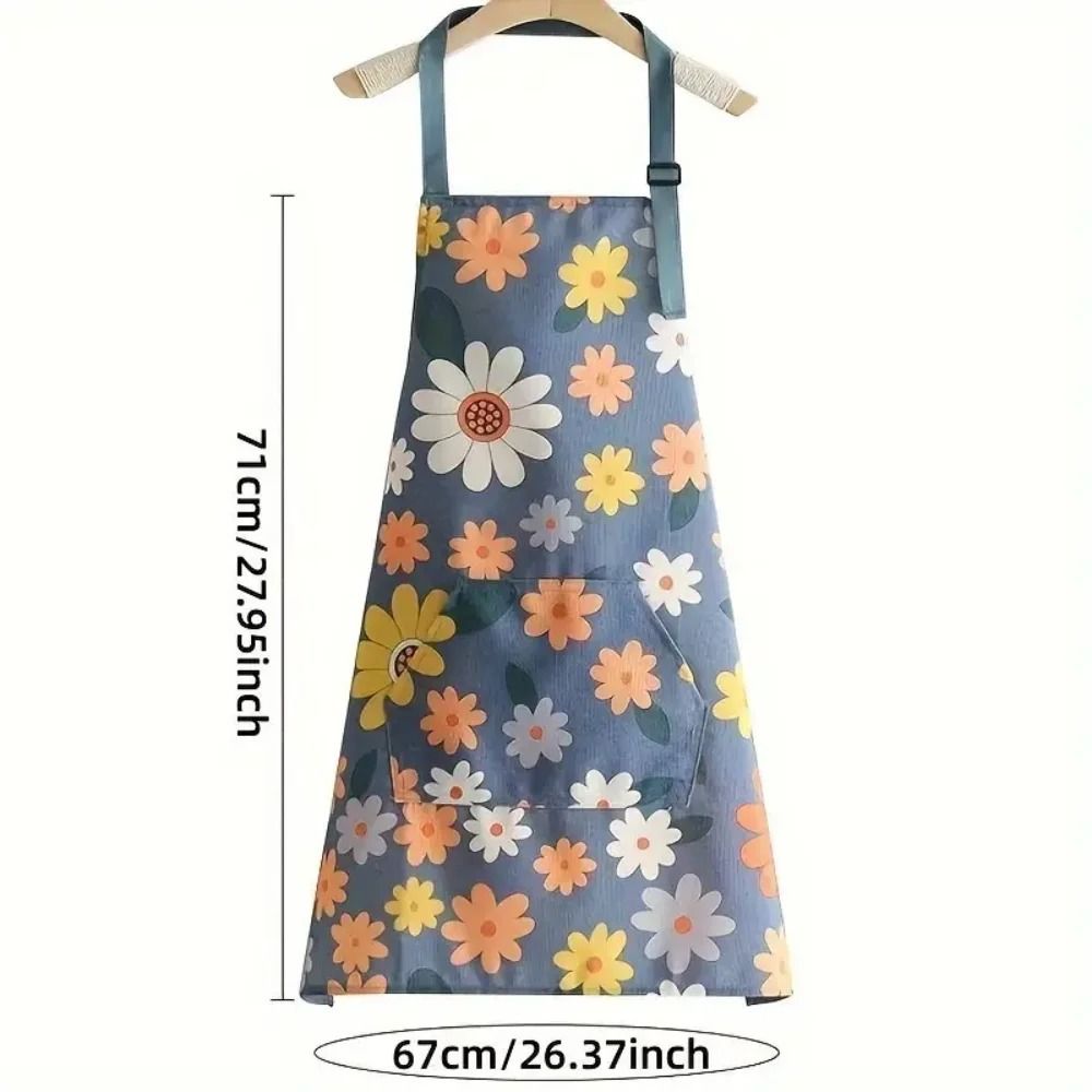 Premium Floral Waterproof Apron Adjustable Cooking Bib With Pocket For Baking Gardening 1