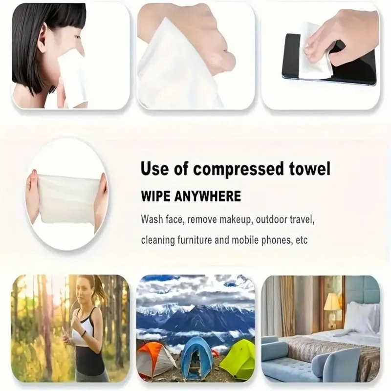 Premium Compressed Cotton Face Towels UltraPortable Mini Wet Wipes For Travel Home Outdoors 3