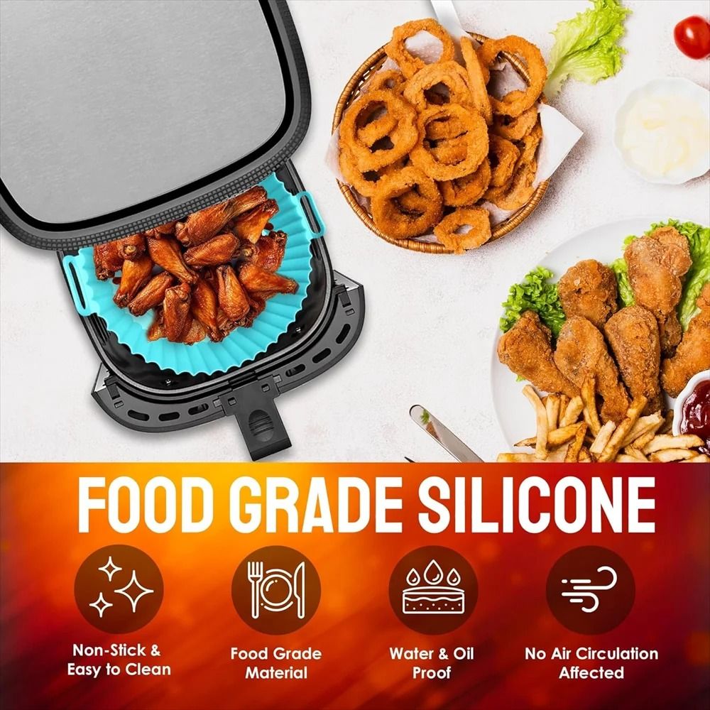 Premium Air Fryer Silicone Baking Tray Reusable NonStick FoodGrade Liner HeatResistant Pot 2