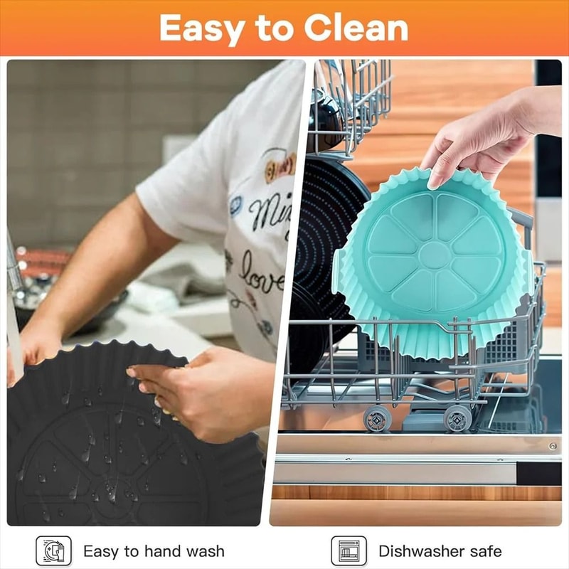 Premium Air Fryer Silicone Baking Tray Reusable NonStick FoodGrade Liner HeatResistant Pot 4