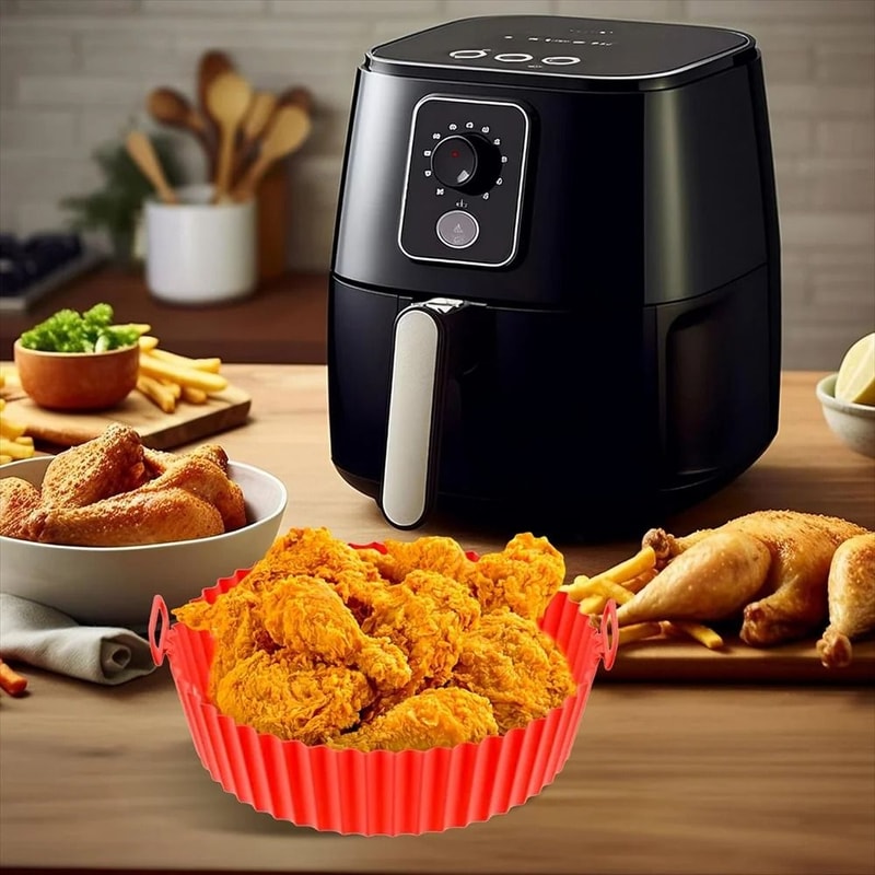 Premium Air Fryer Silicone Baking Tray Reusable NonStick FoodGrade Liner HeatResistant Pot 5