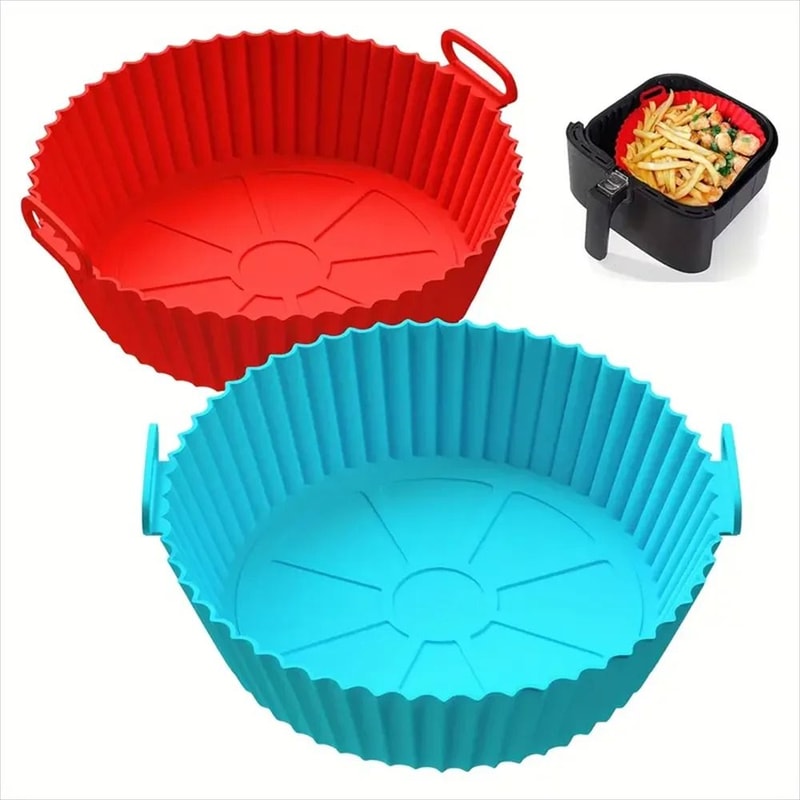 Premium Air Fryer Silicone Baking Tray Reusable NonStick FoodGrade Liner HeatResistant Pot 13