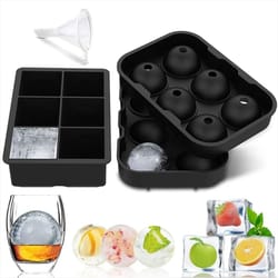 premium dual-style silicone ice mold set – large square & round sphere makers for whiskey & cocktails