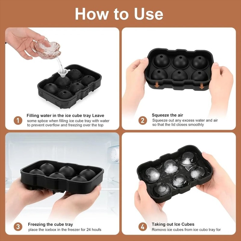 Premium DualStyle Silicone Ice Mold Set Large Square Round Sphere Makers For Whiskey Cocktails 1