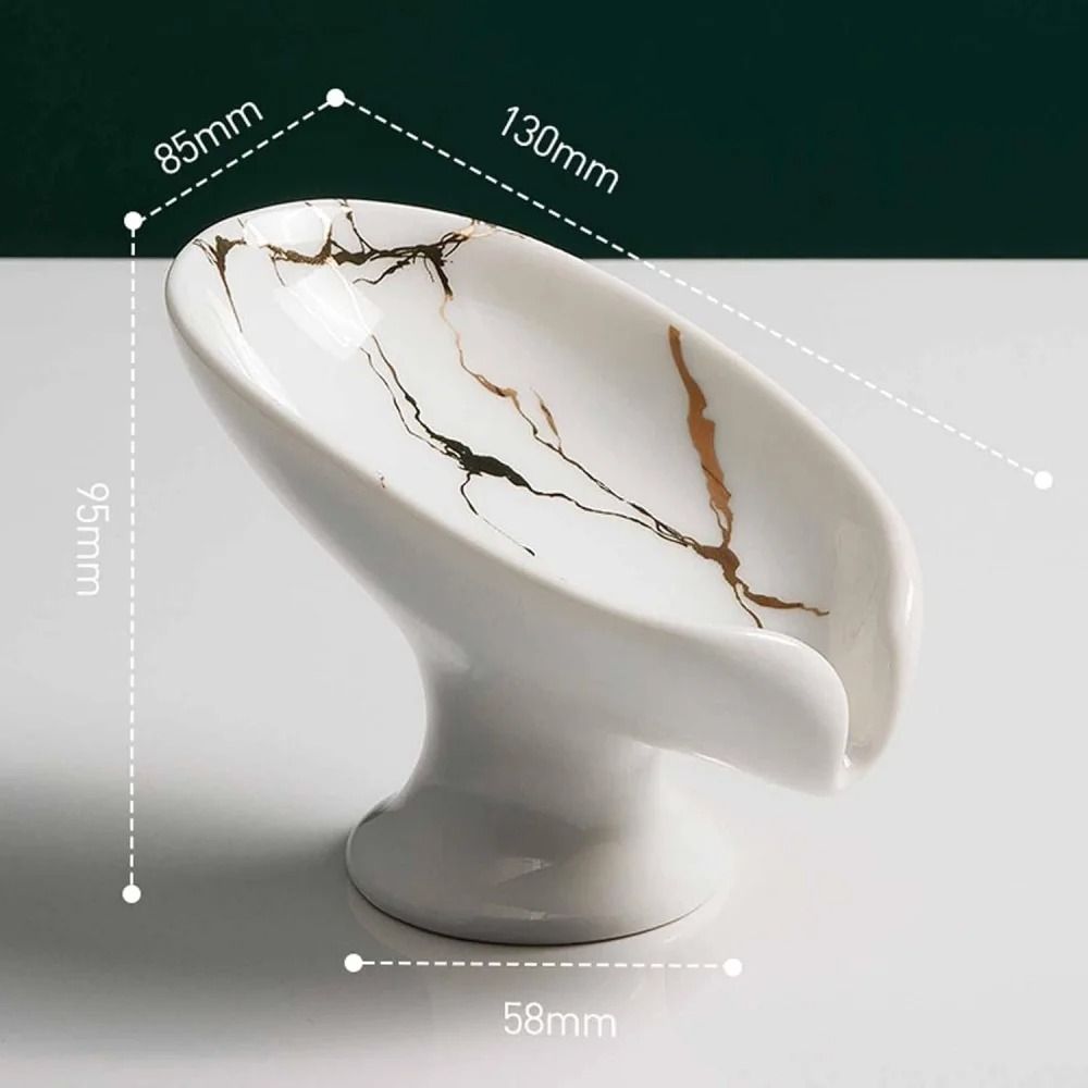 Premium Ceramic Leaf Shape Soap Holder Elegant Bathroom Kitchen SelfDraining Dish 1