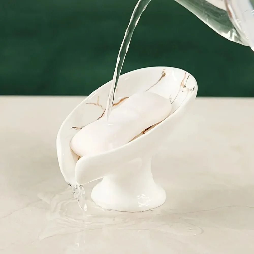 Premium Ceramic Leaf Shape Soap Holder Elegant Bathroom Kitchen SelfDraining Dish 3
