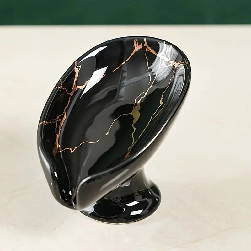 Premium Ceramic Leaf Shape Soap Holder Elegant Bathroom Kitchen SelfDraining Dish 6