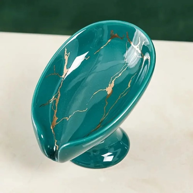 Premium Ceramic Leaf Shape Soap Holder Elegant Bathroom Kitchen SelfDraining Dish 8