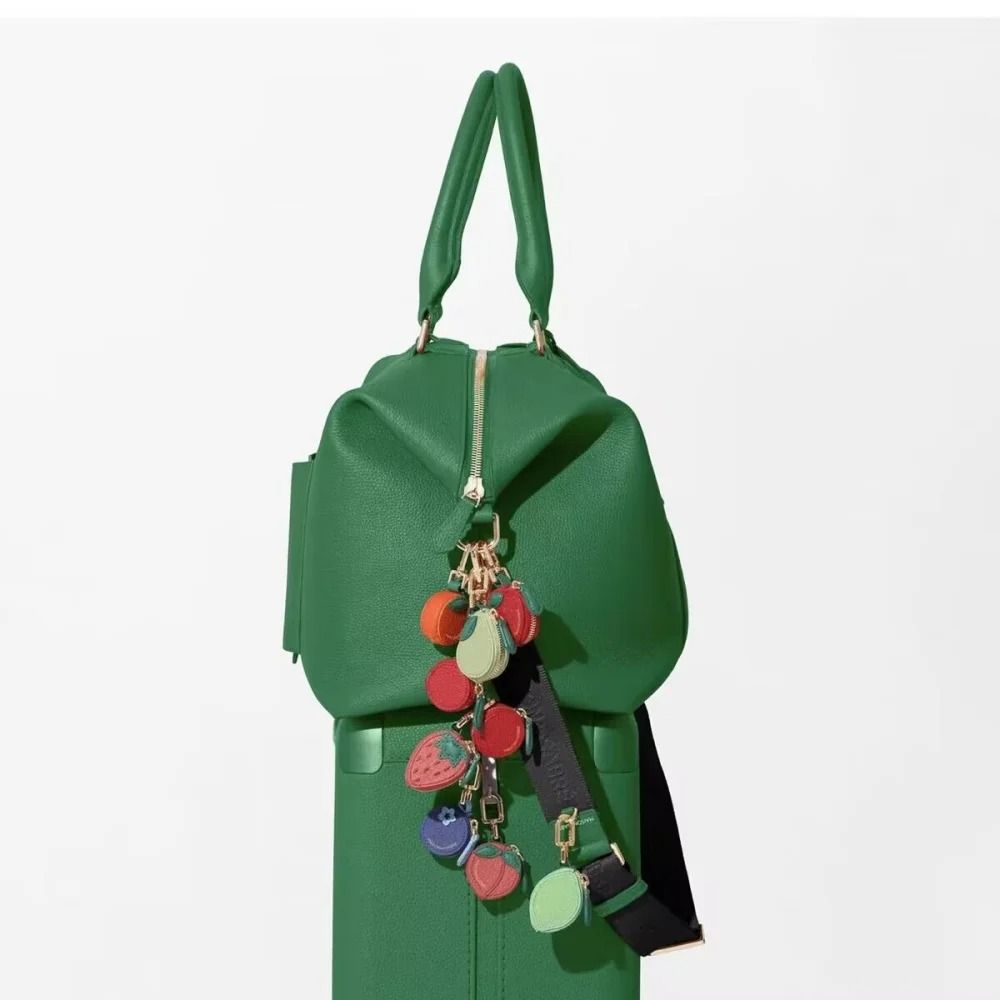 Premium Mini Leather Fruit Coin Wallet Chic Orange Keychain Backpack Charm Gift Label 5