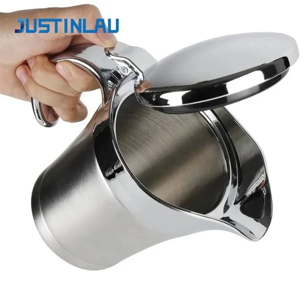 Premium DoubleInsulated Stainless Steel Gravy Jug Thermal Sauce Pot With Hinged Lid 4