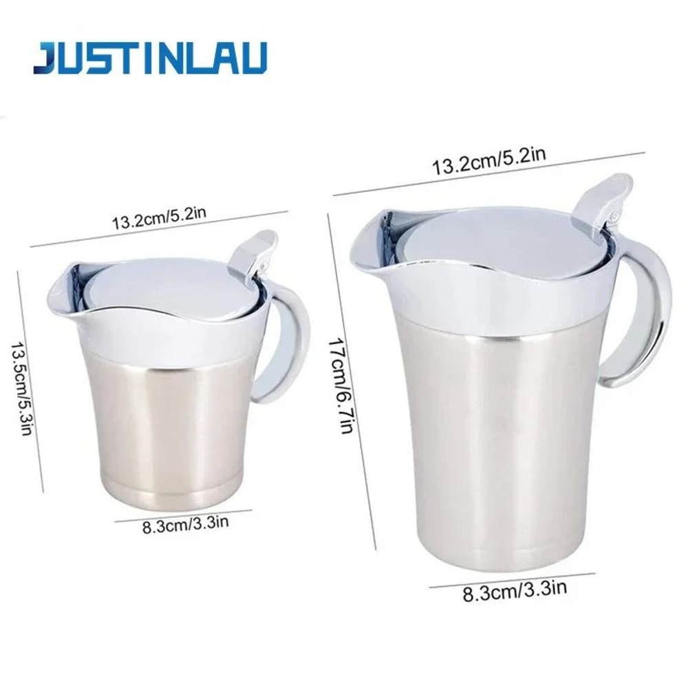 Premium DoubleInsulated Stainless Steel Gravy Jug Thermal Sauce Pot With Hinged Lid 5
