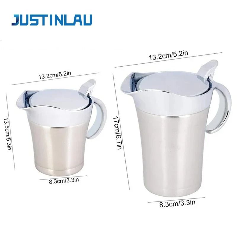 Premium DoubleInsulated Stainless Steel Gravy Jug Thermal Sauce Pot With Hinged Lid 5