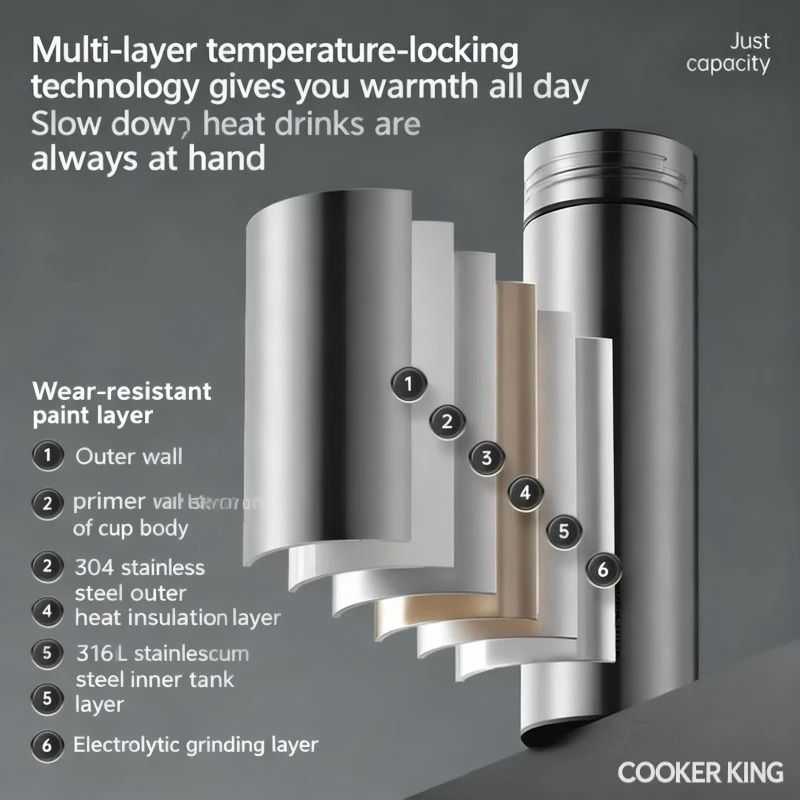 COOKER KING 490ml Stainless Steel Business Tea Cup Yun Dao Series Premium Office Thermos 5