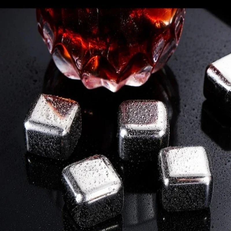 Premium 6Piece Stainless Steel Ice Block Set Reusable Chilling Stones For Whiskey Wine 2