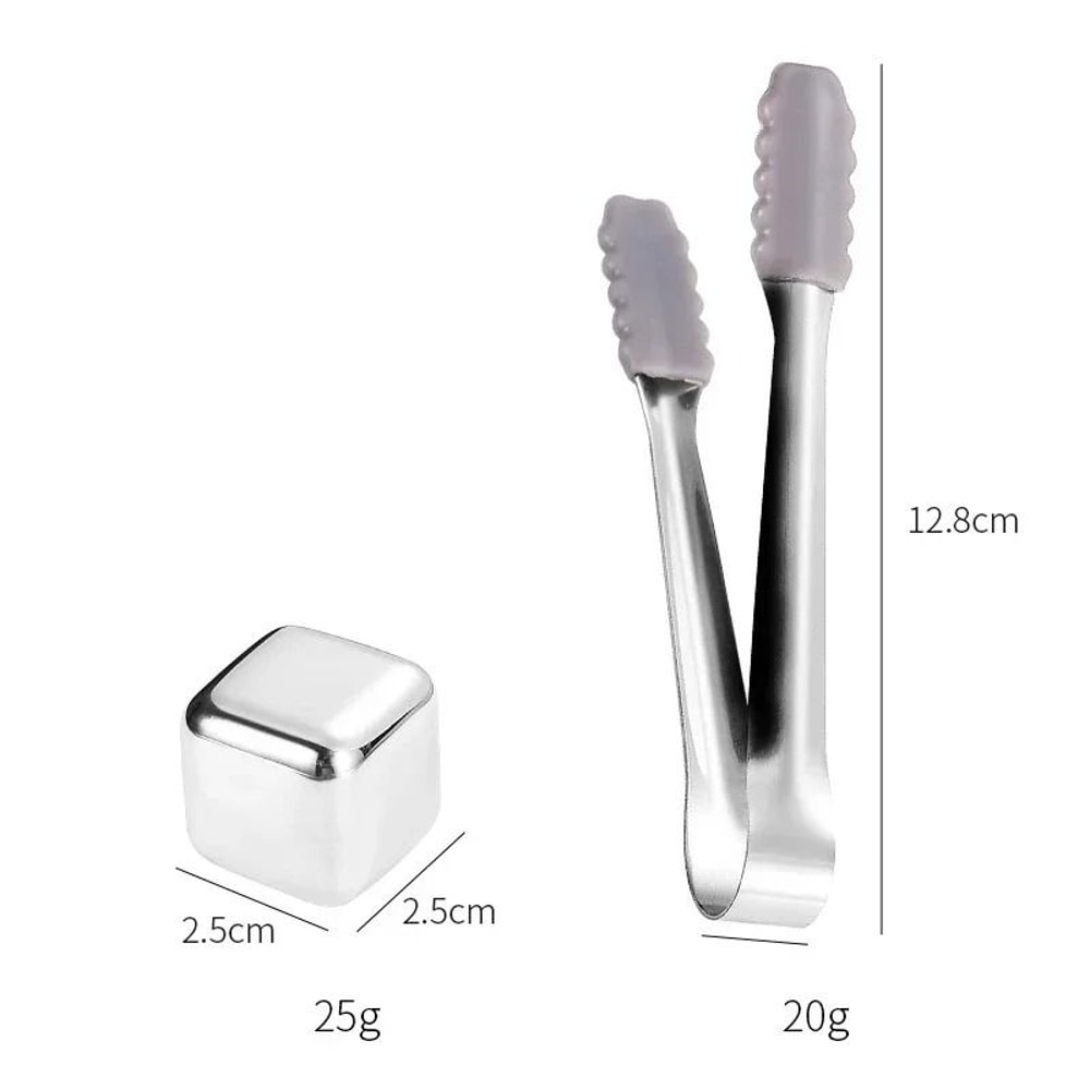 Premium 6Piece Stainless Steel Ice Block Set Reusable Chilling Stones For Whiskey Wine 5