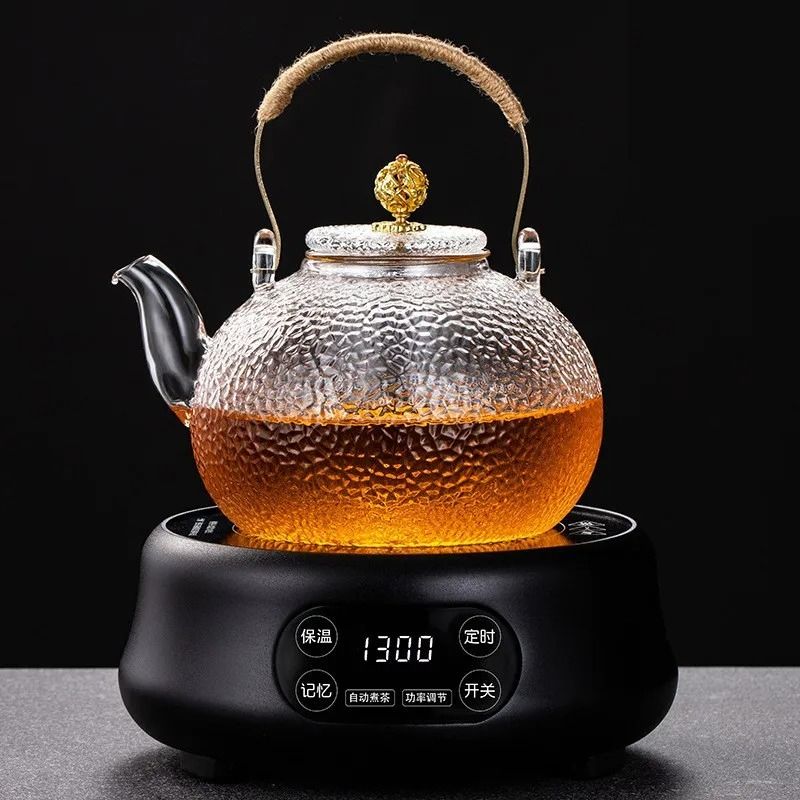 JUSTINLAU Premium Clear Glass Teapot High Borosilicate Thickened Glass With Copper Handle AntiSca 2
