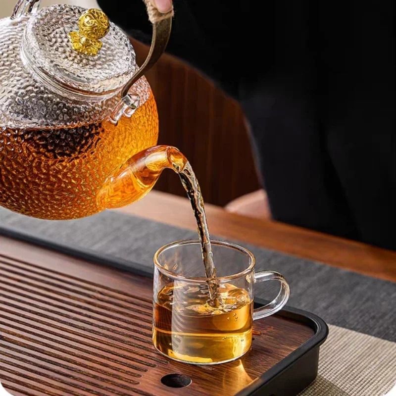 JUSTINLAU Premium Clear Glass Teapot High Borosilicate Thickened Glass With Copper Handle AntiSca 3