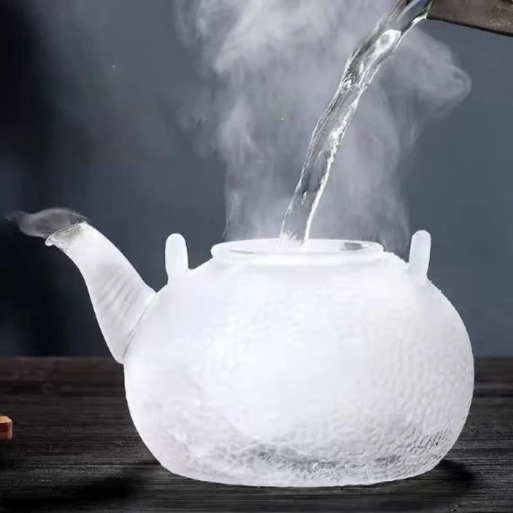 JUSTINLAU Premium Clear Glass Teapot High Borosilicate Thickened Glass With Copper Handle AntiSca 4