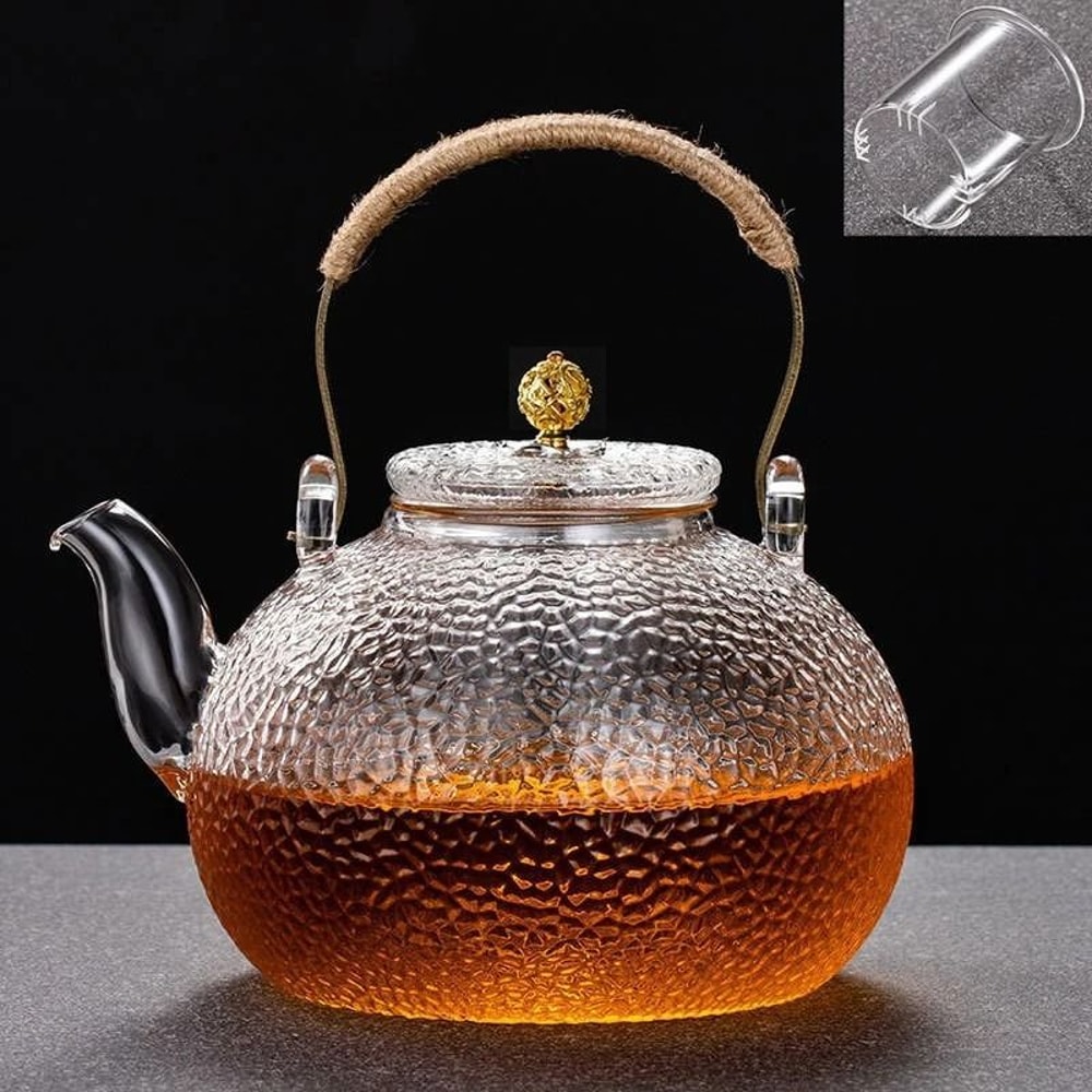 JUSTINLAU Premium Clear Glass Teapot High Borosilicate Thickened Glass With Copper Handle AntiSca 5