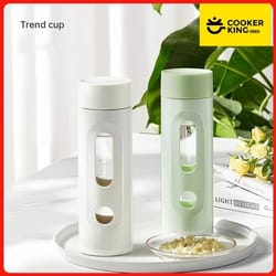 cooker king portable high borosilicate glass tea cup – explosion-proof double-layer anti-drop bottle