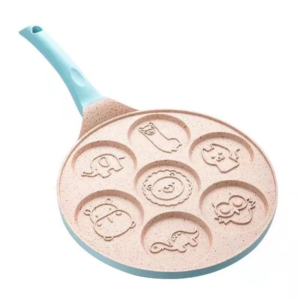 JUSTINLAU SevenHole Animal Smiley Pancake Pan NonStick Aluminum Alloy Breakfast Omelet Pot 11