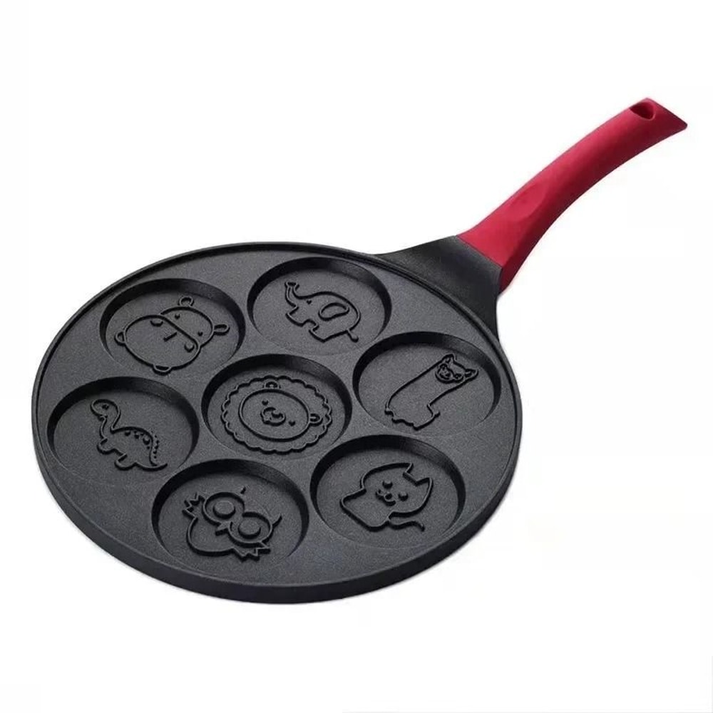 JUSTINLAU SevenHole Animal Smiley Pancake Pan NonStick Aluminum Alloy Breakfast Omelet Pot 13