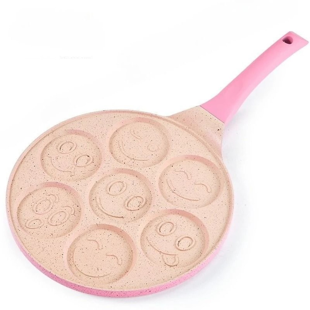 JUSTINLAU SevenHole Animal Smiley Pancake Pan NonStick Aluminum Alloy Breakfast Omelet Pot 8