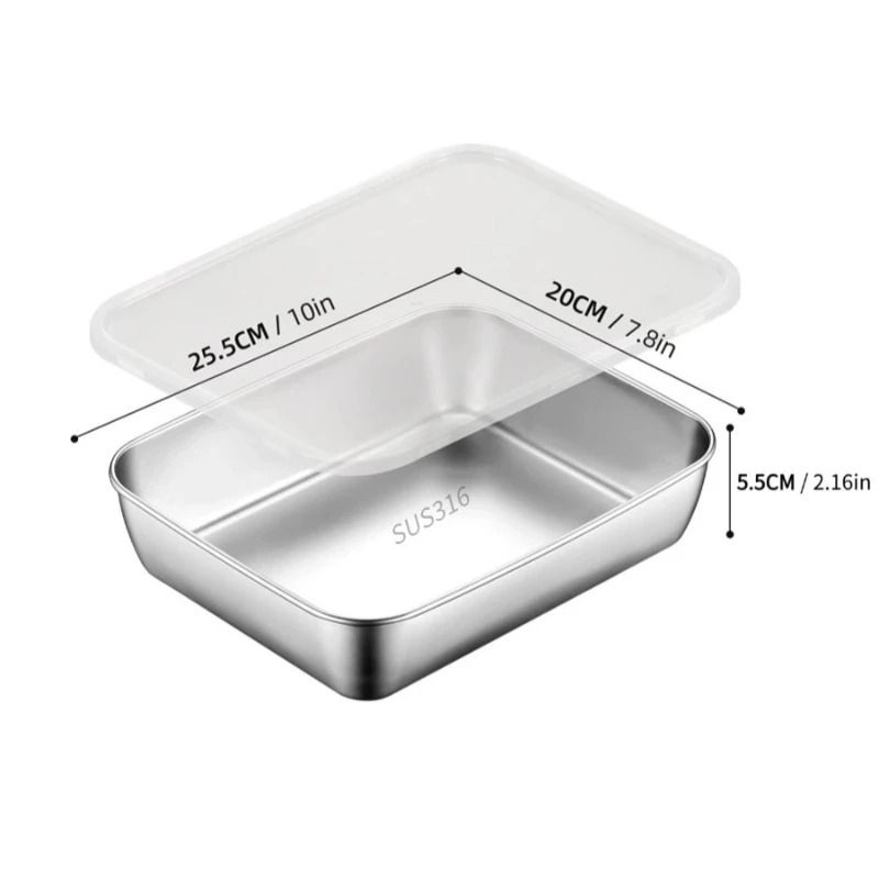 JUSTINLAU Stainless Steel Food Storage Plate With Lids Stackable Hotpot Preparation Trays 5