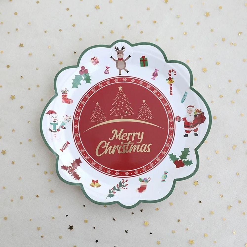 JUSTINLAU Deluxe Christmas Cutlery Disposable Tableware Set Festive Plates Cups Decor 3